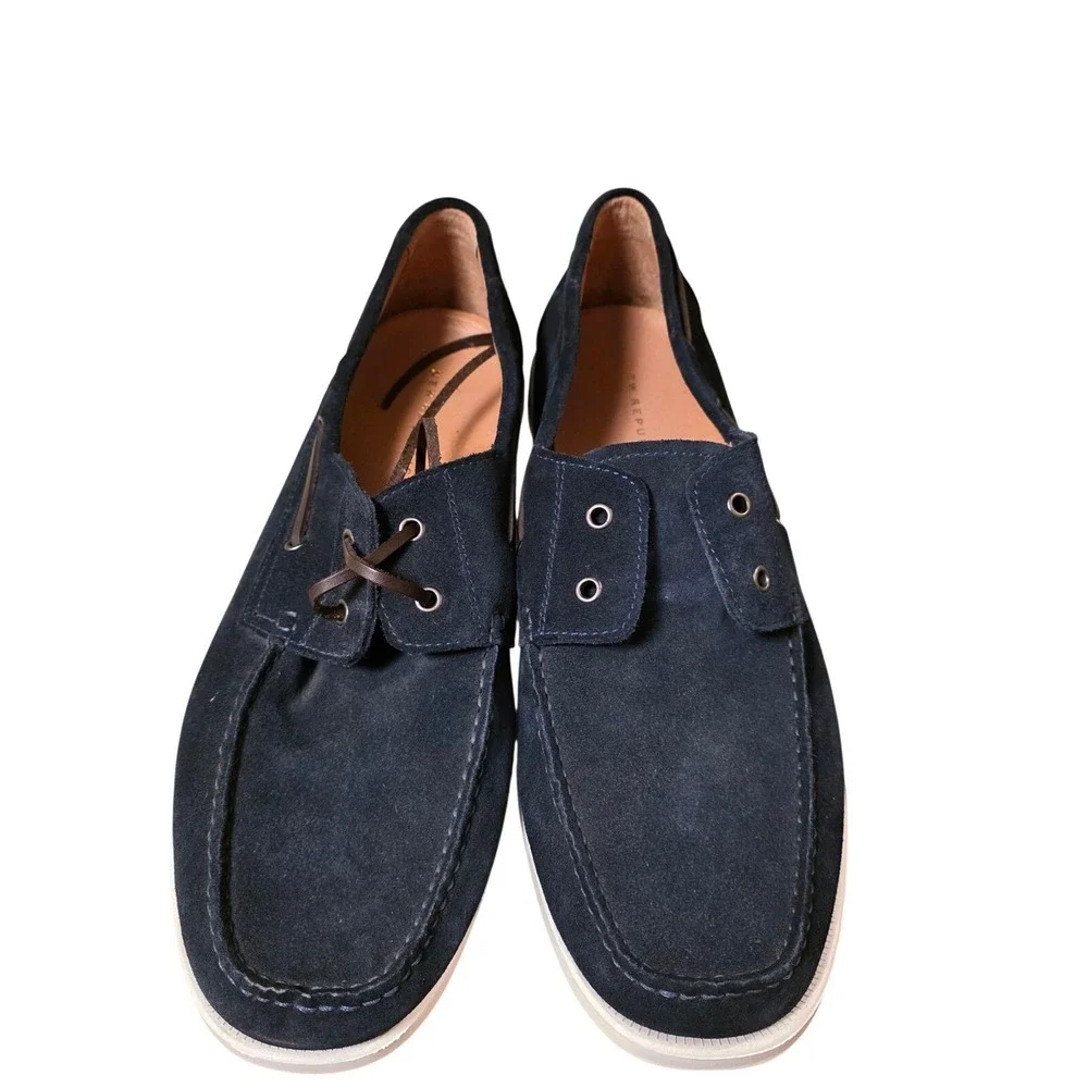 New Republic‎ Men's Navy Suede Boat Shoes Slip On Lace Up Loafers Size 14